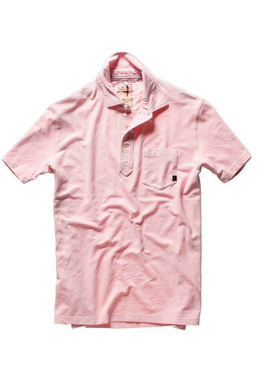 NEW RELWEN men's pique slot short sleeve polo in pale pink